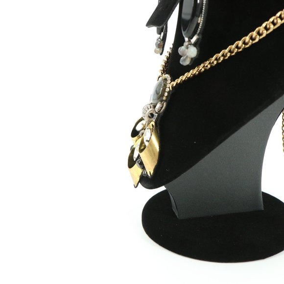 Ranjana Khan Labradorite Necklace Gold Tone Chain Clip On Earring Set - Picture 3 of 8